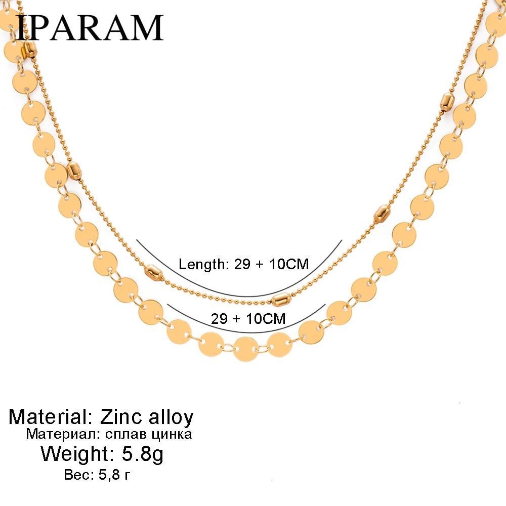 IPARAM-2019-chaud-boh-me-paillettes-collier-ras-du-cou-disque-Double-couche-cha-ne-d