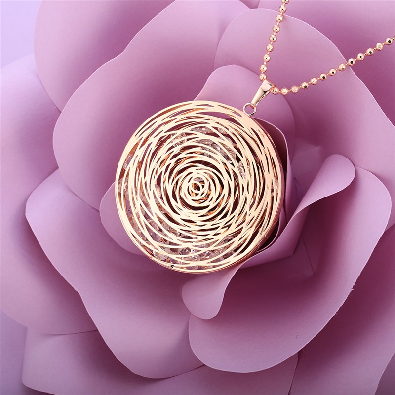 Or-Rose-creux-fleur-pendentif-collier-chandail-Long-chandail-bijoux-g-om-trique-cristal-collier-pour