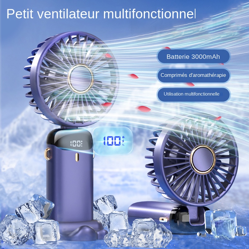 Ventilateur-Portable-main-lectrique-multifonctionnel-pliable-Double-t-te-3000mAh-avec-lani-re-de-cou-pour
