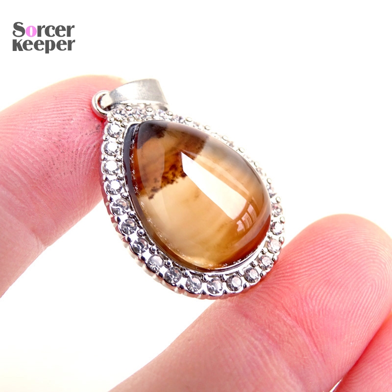Pierre-pr-cieuse-d-agate-brune-naturelle-pour-femme-forme-de-goutte-d-eau-quartz-facettes