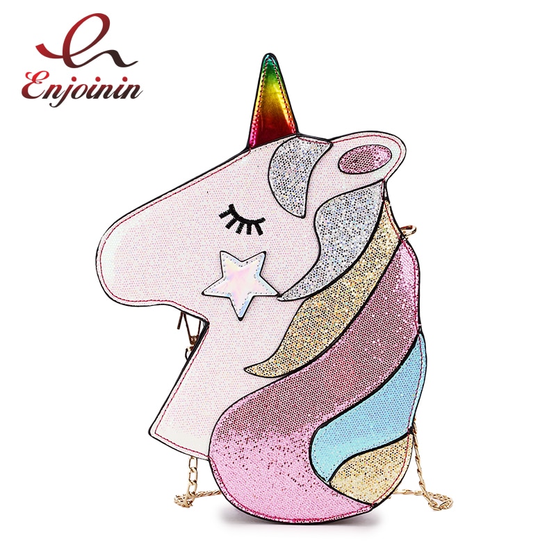 Mignon-fantaisie-mode-licorne-conception-Pu-cuir-Laser-fille-sac-main-sac-main-sac-bandouli-re