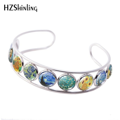 2019-nouveau-Van-Gogh-nuit-toil-e-manchette-Bracelet-amande-branche-en-fleurs-Bracelets-Bracelet-fait