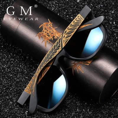 gillux-lunettes-de-soleil-polaris-es-Vintage-en-bois-de-bambou-monture-noire-faite-la-main