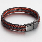 Rouge-En-Cuir-V-ritable-Bracelet-pour-Hommes-Bijoux-En-Acier-Inoxydable-Infinity-Bracelet-Magn-tique