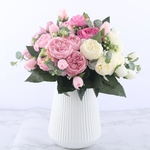 30cm-Rose-Rose-soie-pivoine-fleurs-artificielles-Bouquet-5-grande-t-te-et-4-bourgeon-pas