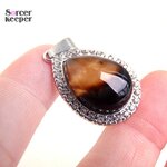 Pierre-pr-cieuse-d-agate-brune-naturelle-pour-femme-forme-de-goutte-d-eau-quartz-facettes