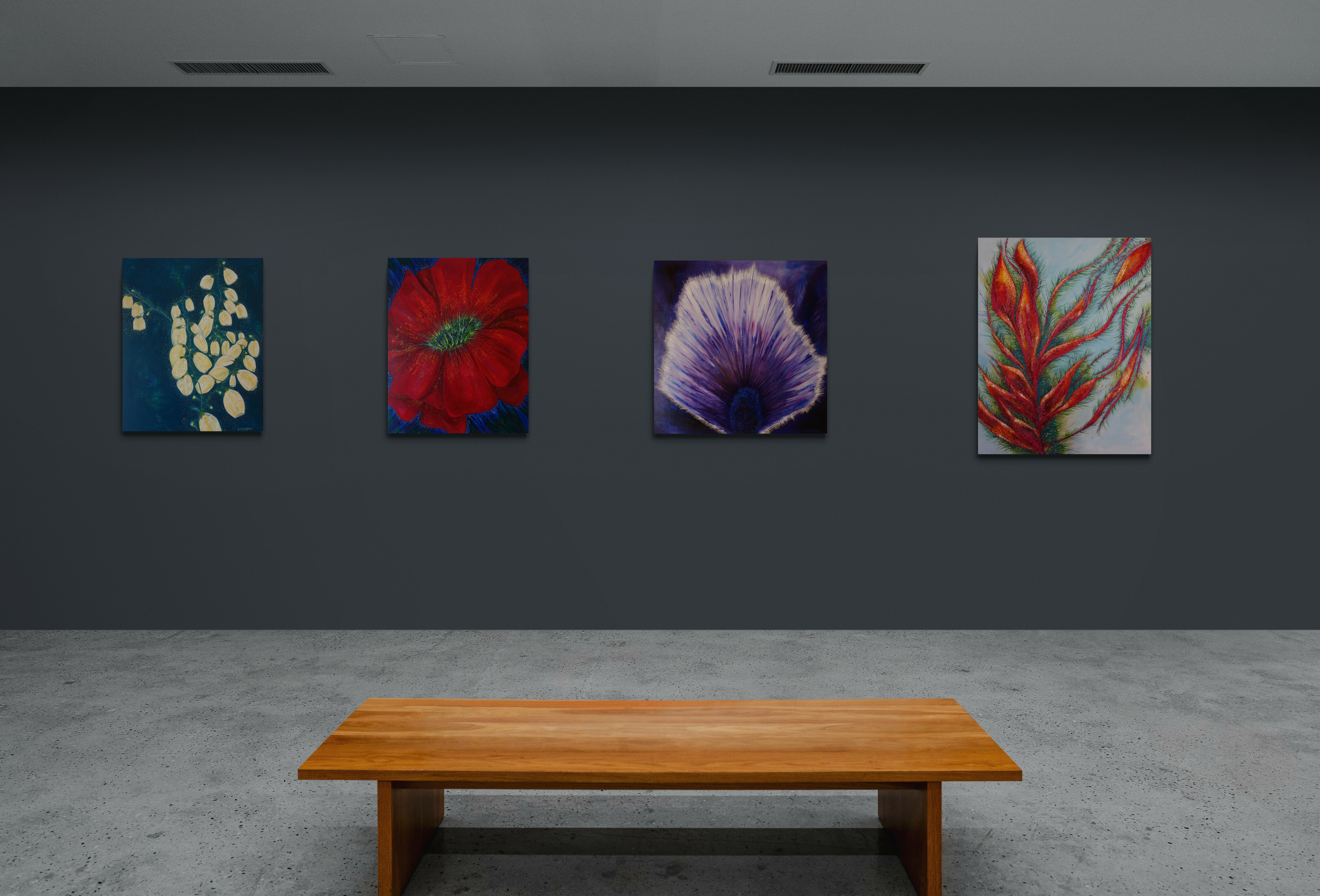 large open gallery with bench seat