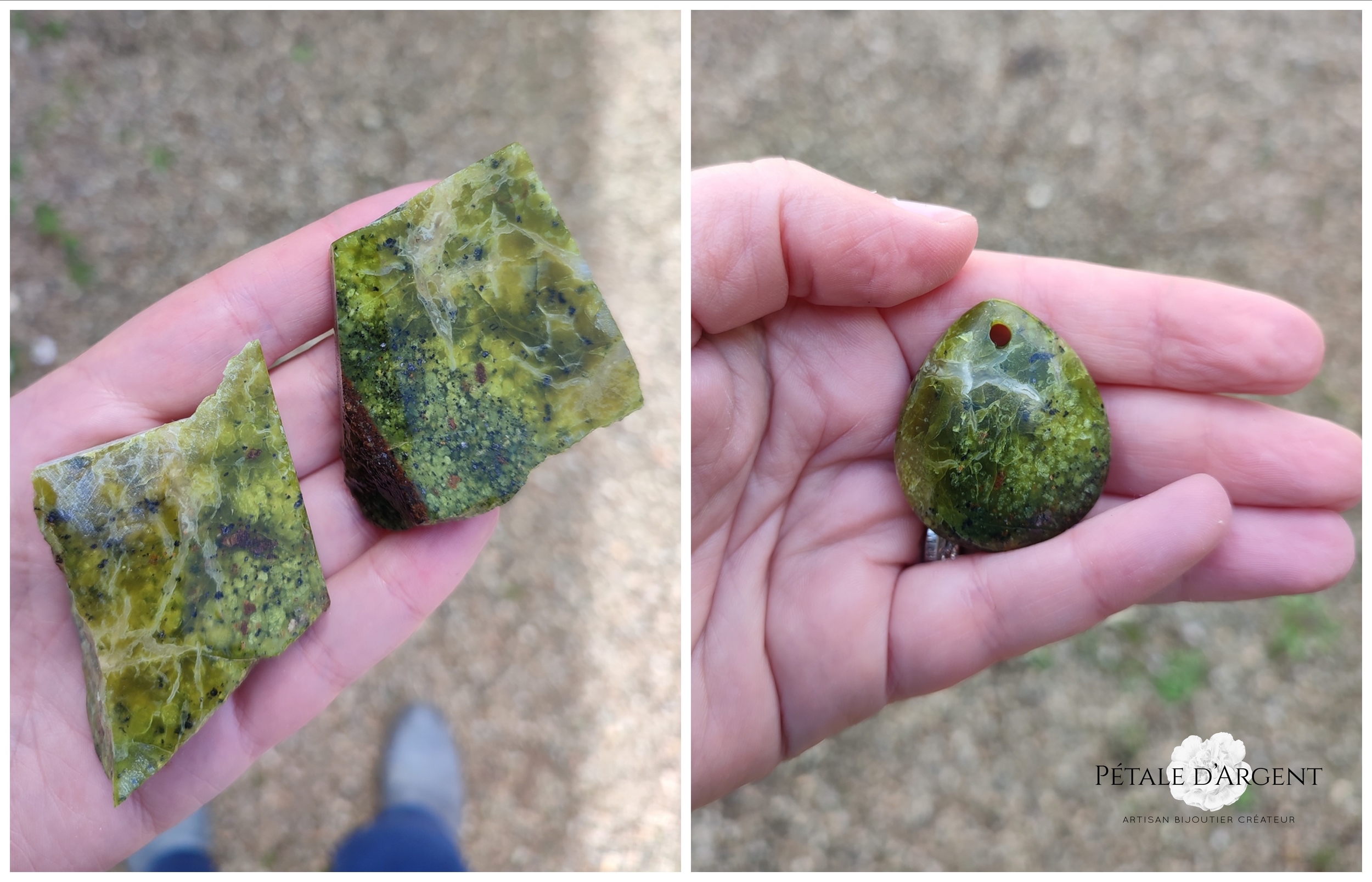 taille de minéraux, opale verte