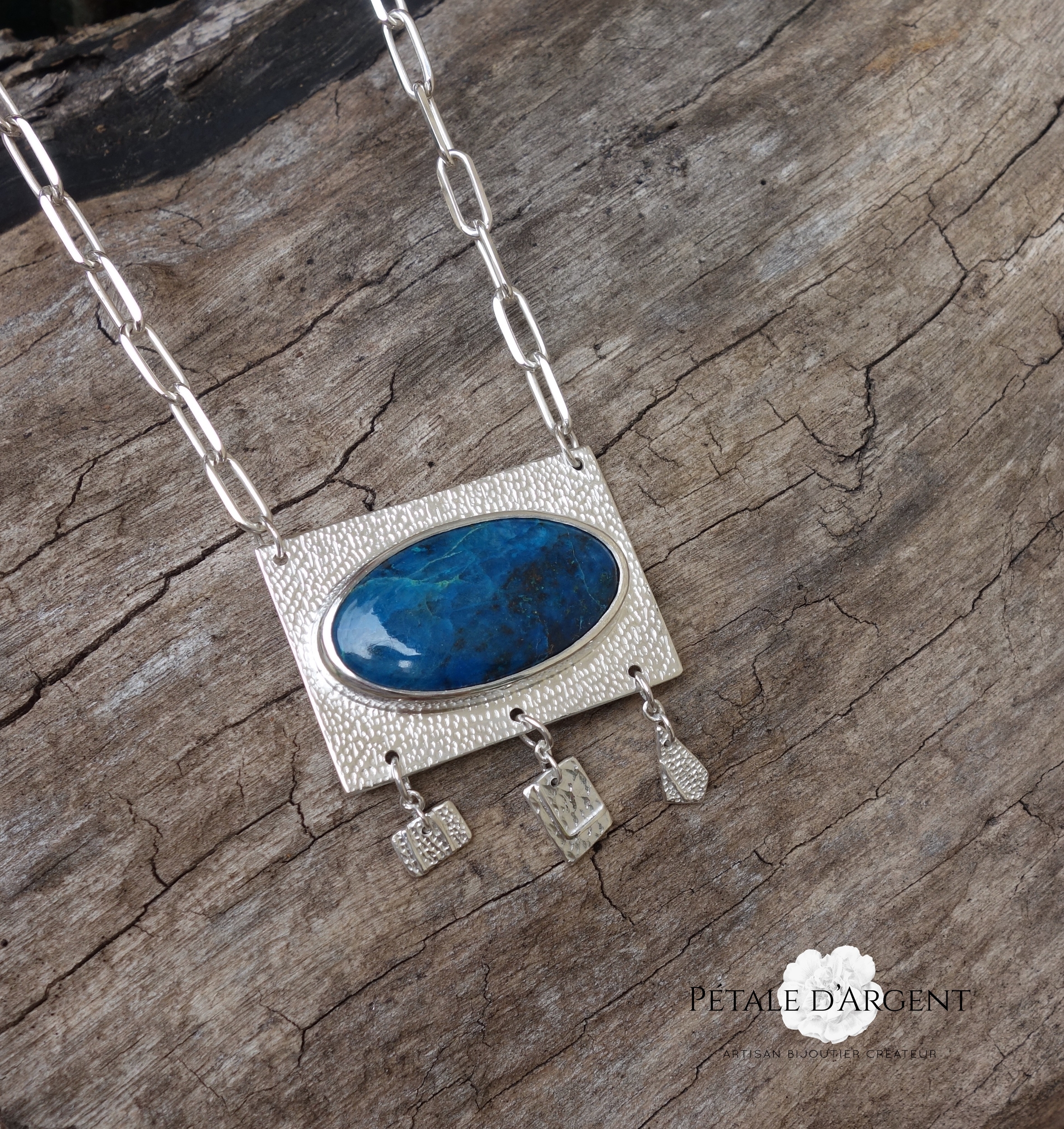 collier azurite et cuprite