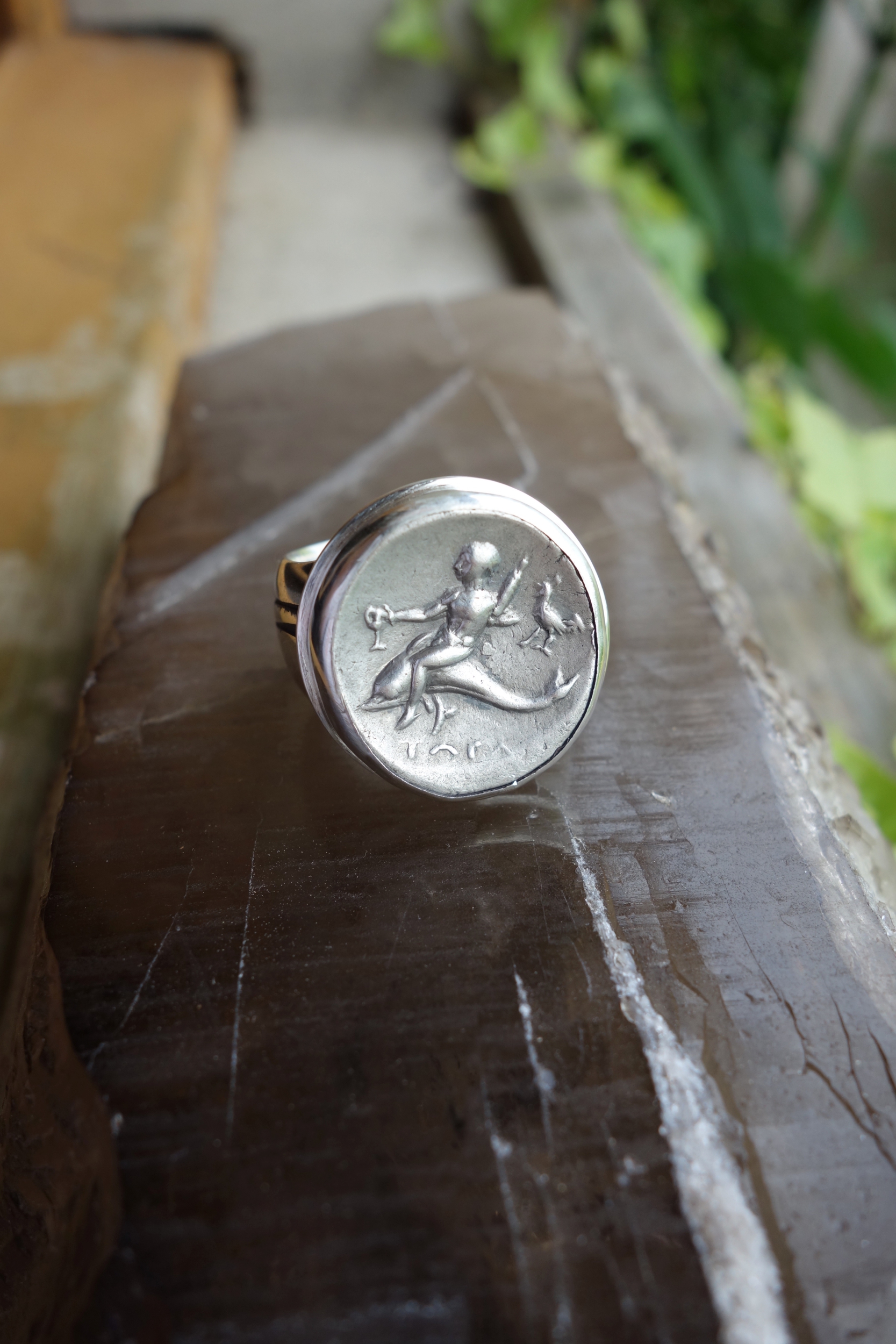 Bague en argent massif avec pi ce ancienne. Commande Sur mesure