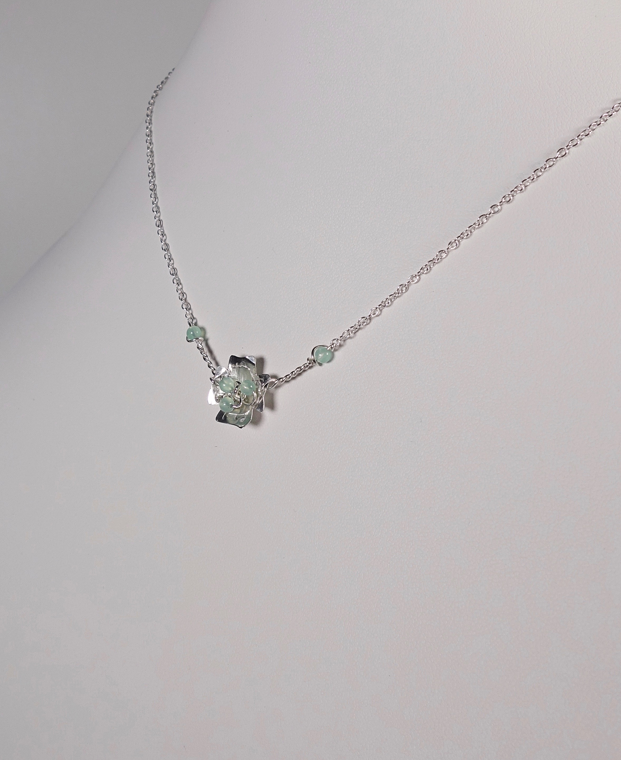 Collier Fleur chrysoprase