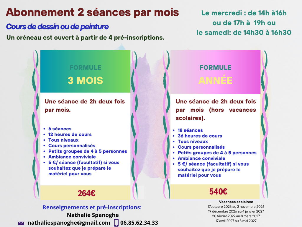 abonnement cours bi mensuel nathalie spanoghe