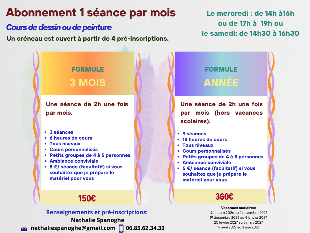 abonnement cours mensuel nathalie spanoghe