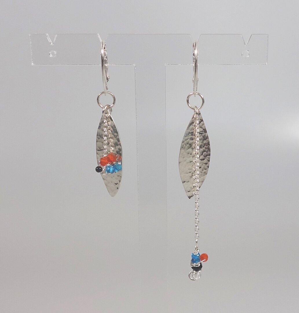Boucles D'oreilles Argent Massif Avec Perles Noires - Occasion, Style élégant Et Intemporel