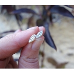 Boucles doreilles feuilles Pointillisme en argent massif ciselé, à la lumière du jour