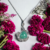 pendentif turquoise de russie avec fleurs rose
