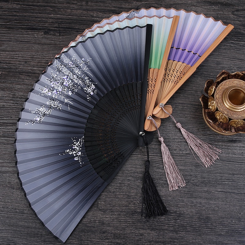 Eventail japonais en bambou et soie -8 couleurs au choix - Passion Yoga