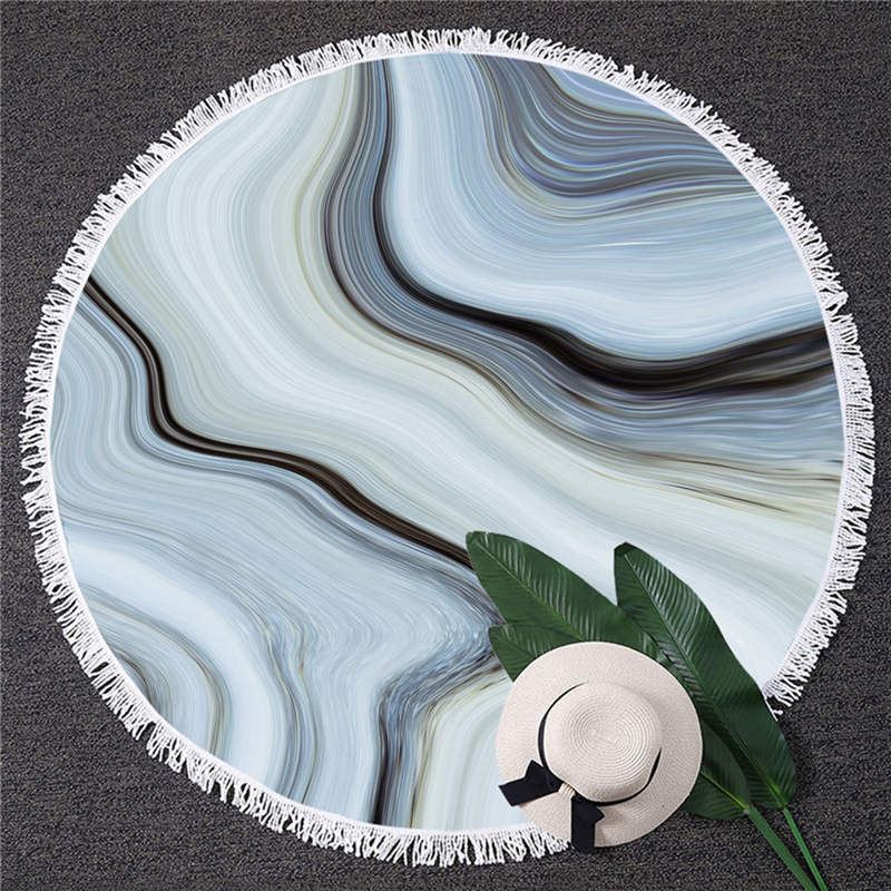 Serviette de méditation ou de plage ronde - Inspiration minérale - marbre ardoise