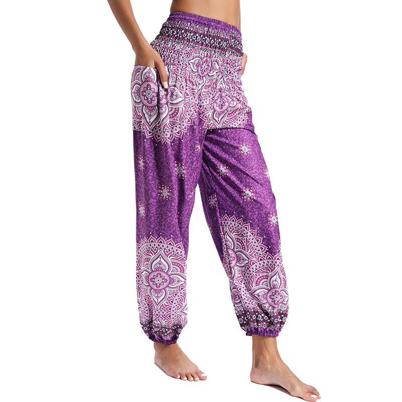 Pantalon large Mandala de Qi jong - Taille Unique - violet