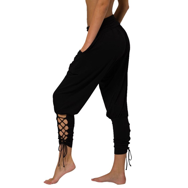 Pantalon de Yoga avec Lacets - M - NOIR