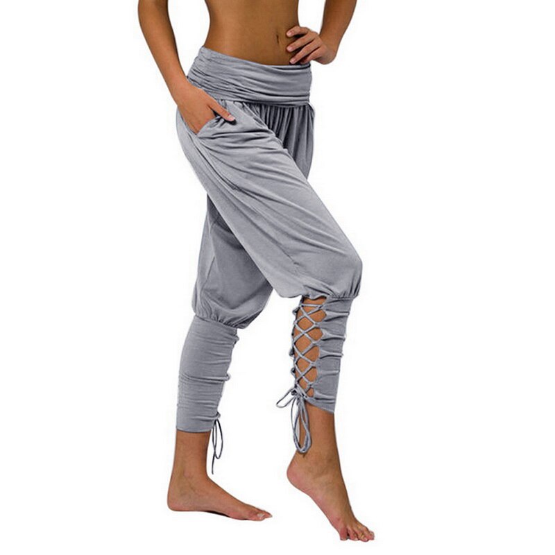 Pantalon de Yoga avec Lacets - XL - GRIS