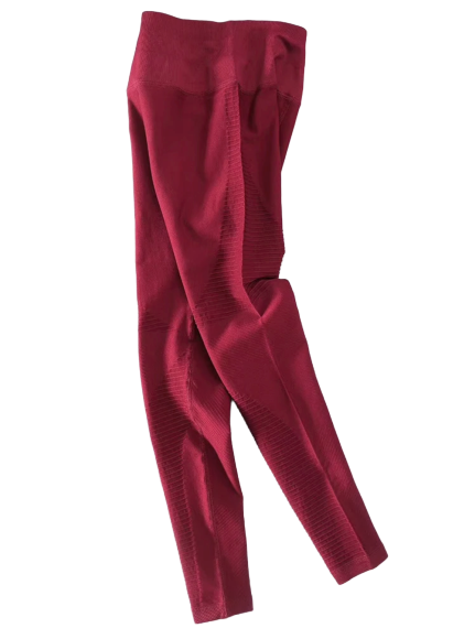 Legging de Yoga - Taille haute et sans coutures - S au L - Burgundy - rouge bordeaux