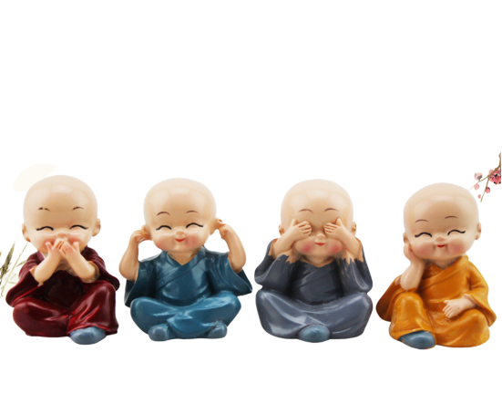 Idée cadeau yoga : Lot de 4 Moines Bouddhistes - Tibétains
