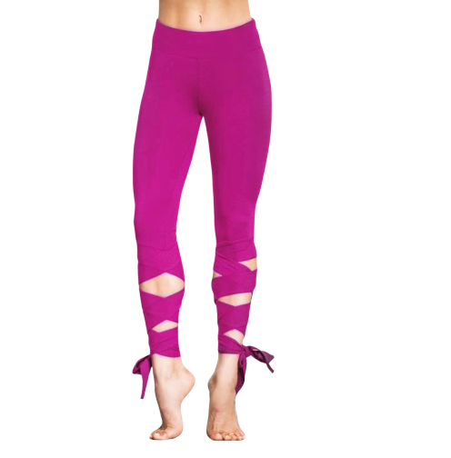 Legging de Yoga - Bandelettes à Nouer - Taille Haute - Du S au XL - Rose