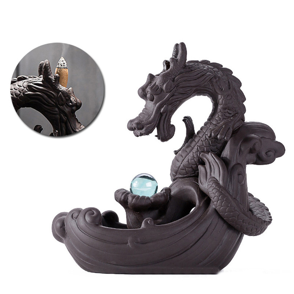 Porte encens effet nuages avec statue dragon chinois – Le Temple Yogi