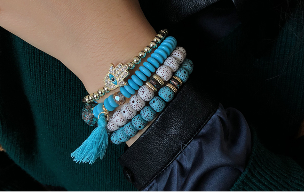 Manava - Bracelets en perles naturelles turquoise - Passion yoga
