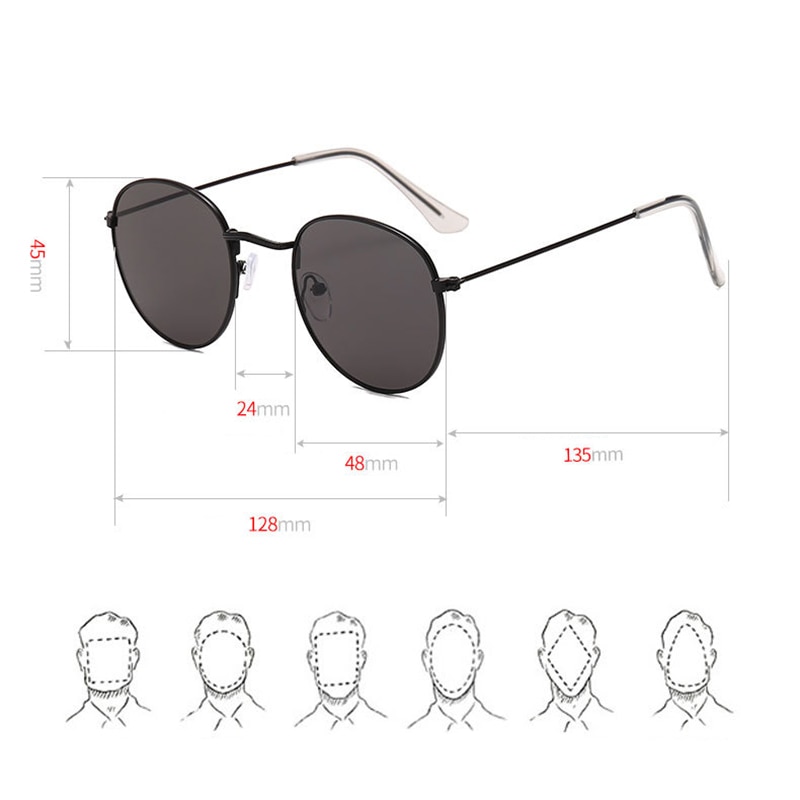 Lunettes de Soleil - Rétro - Vintage - Ronde -noir