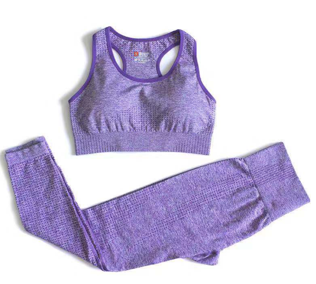 Passion yoga - Legging + Brassière sans couture et respirant - violet