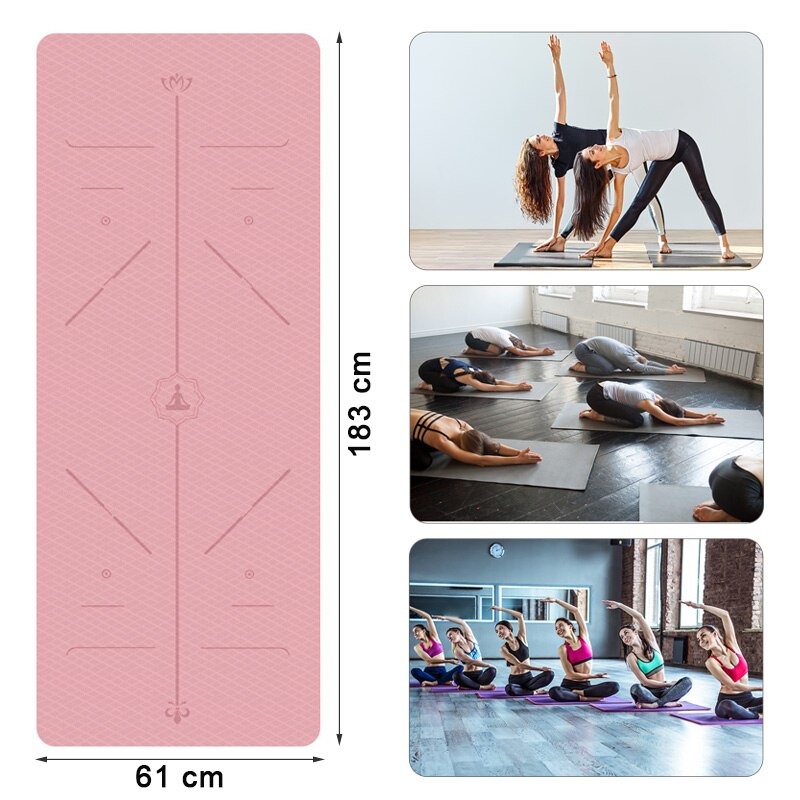 Tapis de Yoga Léger - Ligne de Position - Recto - Verso 6 mm - Passion yoga
