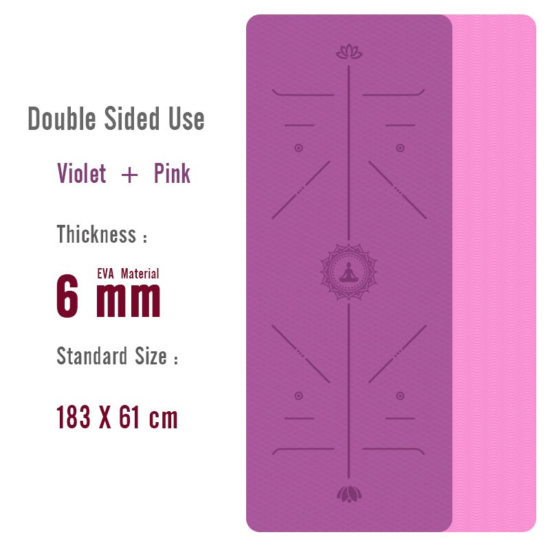 Tapis de Yoga Léger - Ligne de Position - Recto - Verso violet et rose