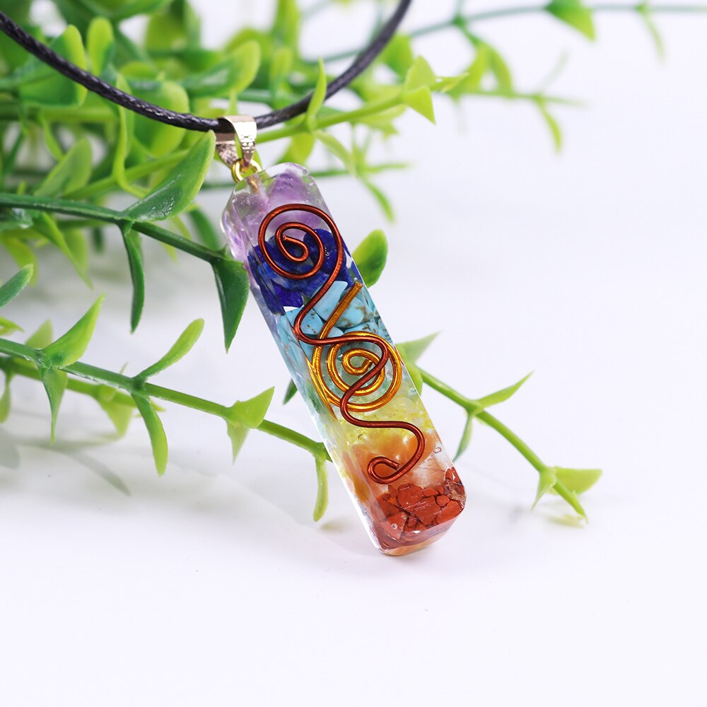 Reiki Collier pendentif Chakra 7 cristaux - Guérison énergétique