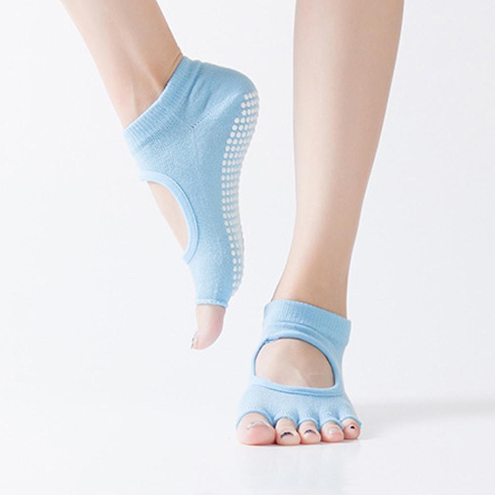 EQLEF Lot de 3 paires de chaussettes de yoga antidérapantes pour femme 