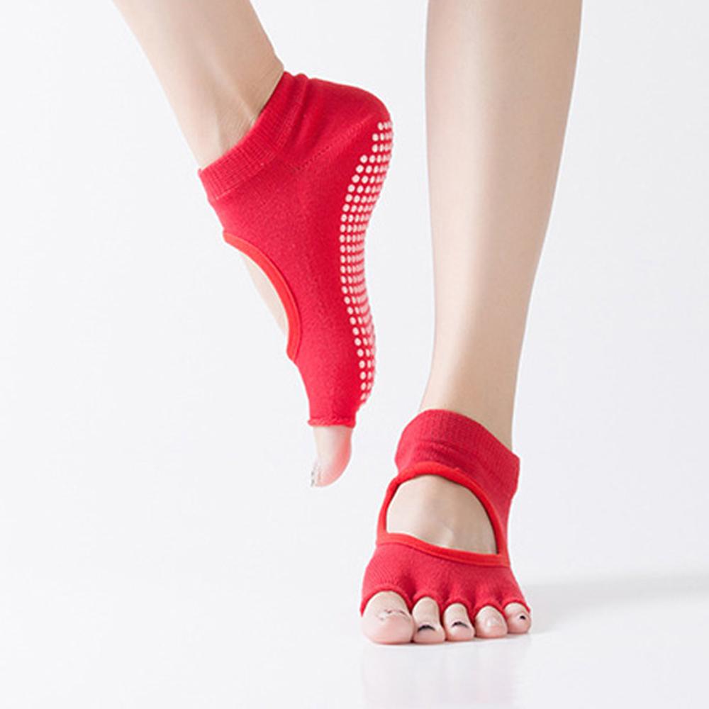 Chaussettes-de-Yoga-en-coton-rouge