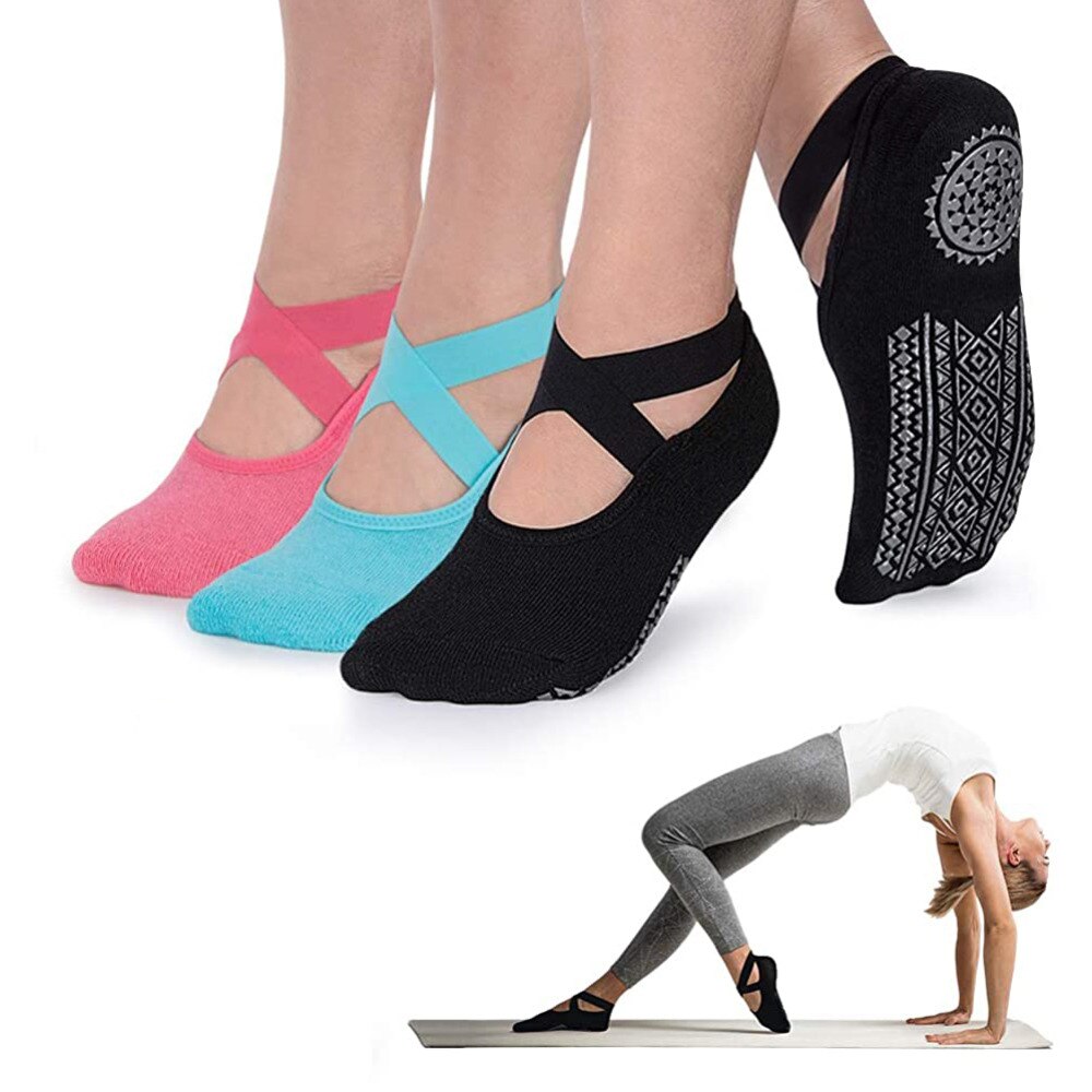 Chaussettes de Yoga anti-dérapantes en coton