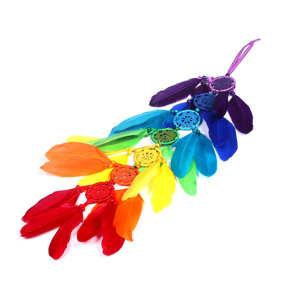 Attrape-r-ves-en-plumes-color-es-faites-la-main-pendentif-suspendu-au-mur-artisanat-cadeau