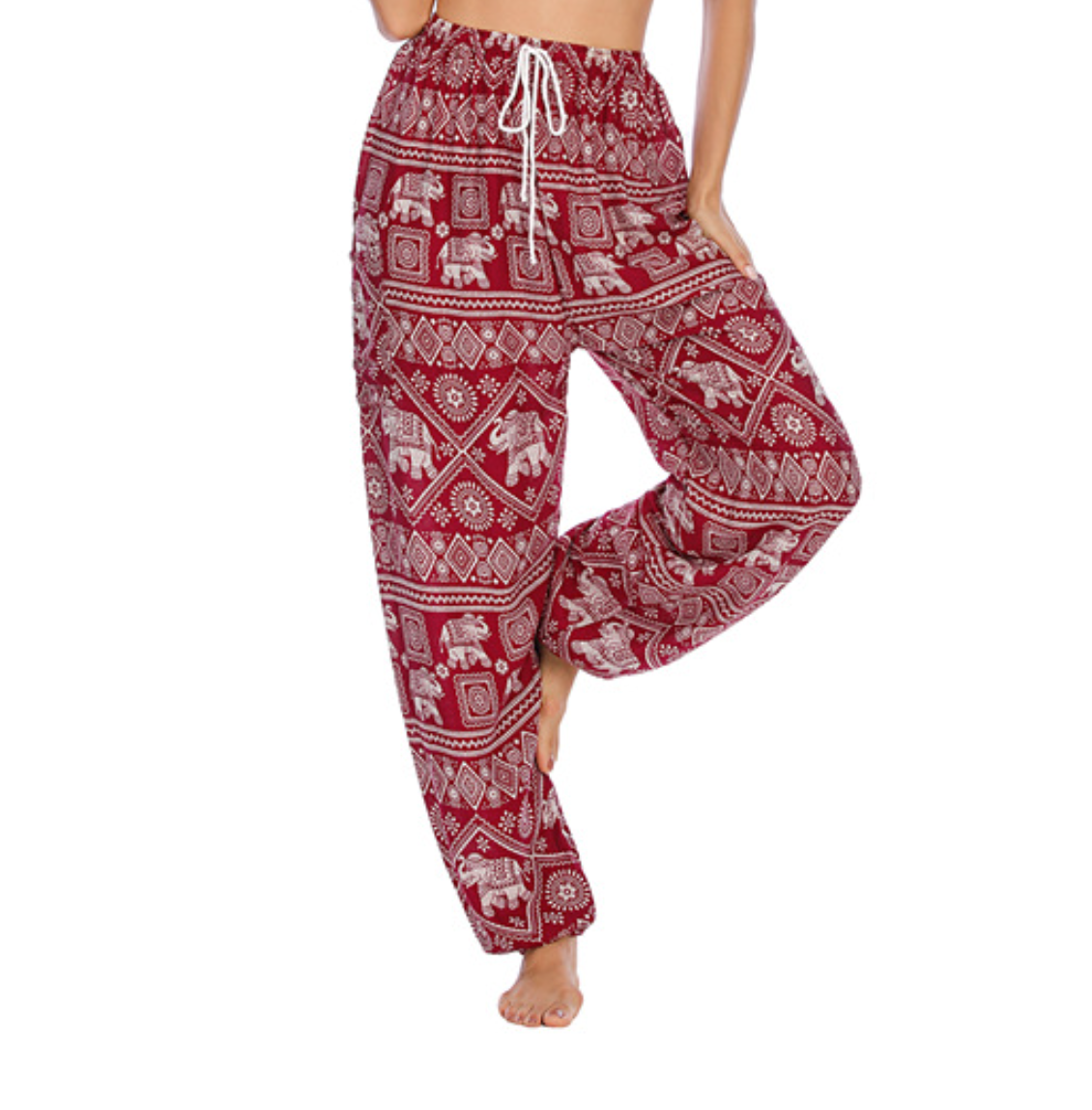 Eléphant - Harem yoga pantalon yoga large rouge