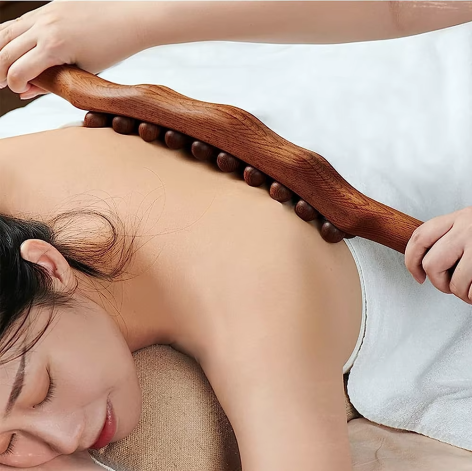 baton de massage bois 31 perles