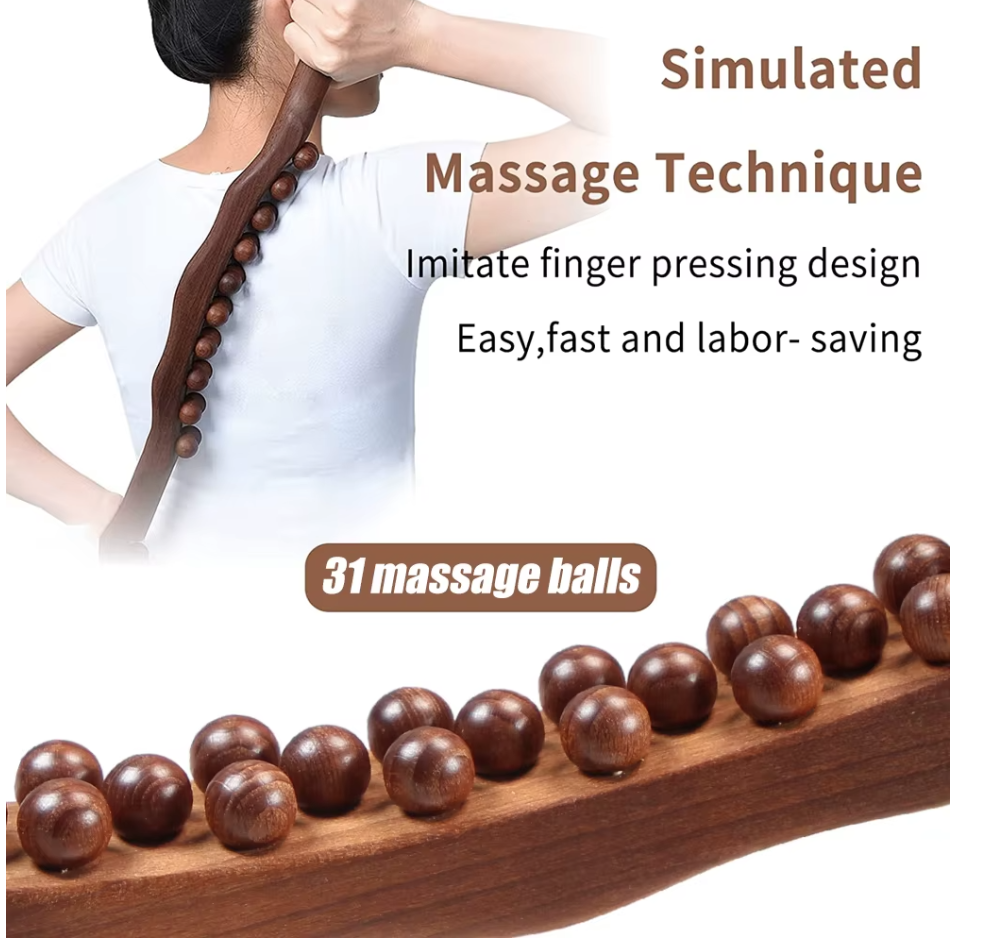 massage anti-cellulite - douleurs - baton en bois 31 perles