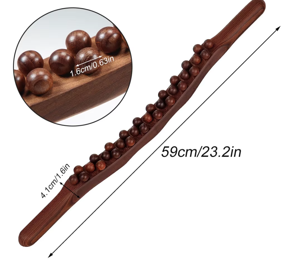 Bâton de Massage 31 perles en bois - soulage douleurs