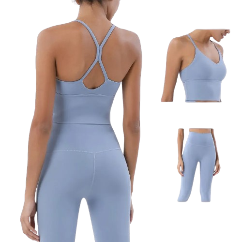 Shanti - Ensemble de yoga V shape bleu