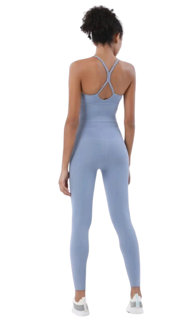 Shanti - Ensemble de yoga V shape bleu gris