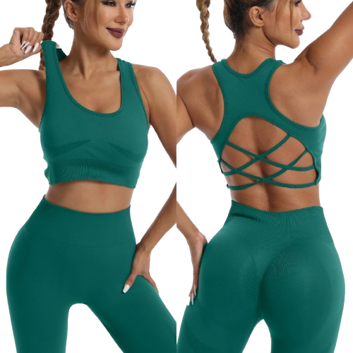Chakra - Ensemble de Yoga Taille haute - Sans couture vert