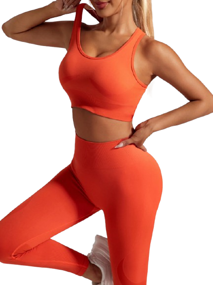 Chakra - Ensemble de Yoga Taille haute - Sans couture-orange