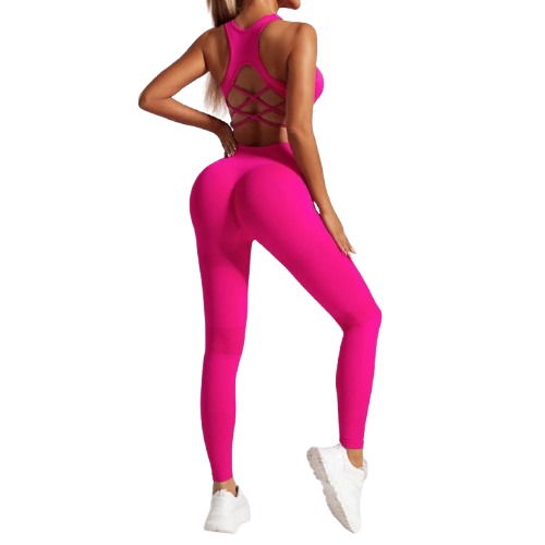 Chakra - Ensemble de Yoga Taille haute - Sans couture fuschia