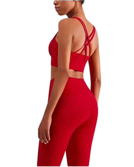 Prana - Brassières et leggins de yoga fitness rouge