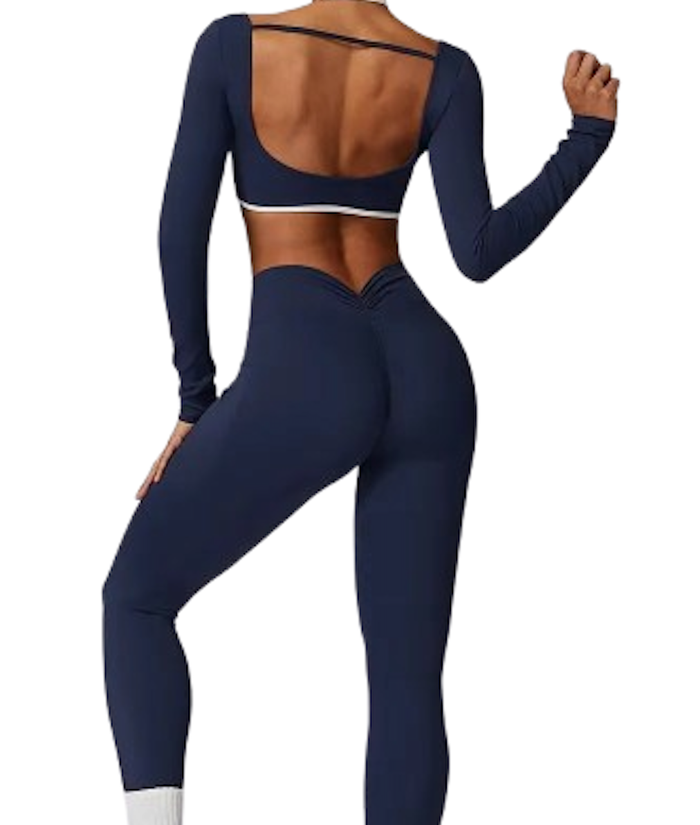 Yogia - Ensemble de Yoga manches longues bleu marine